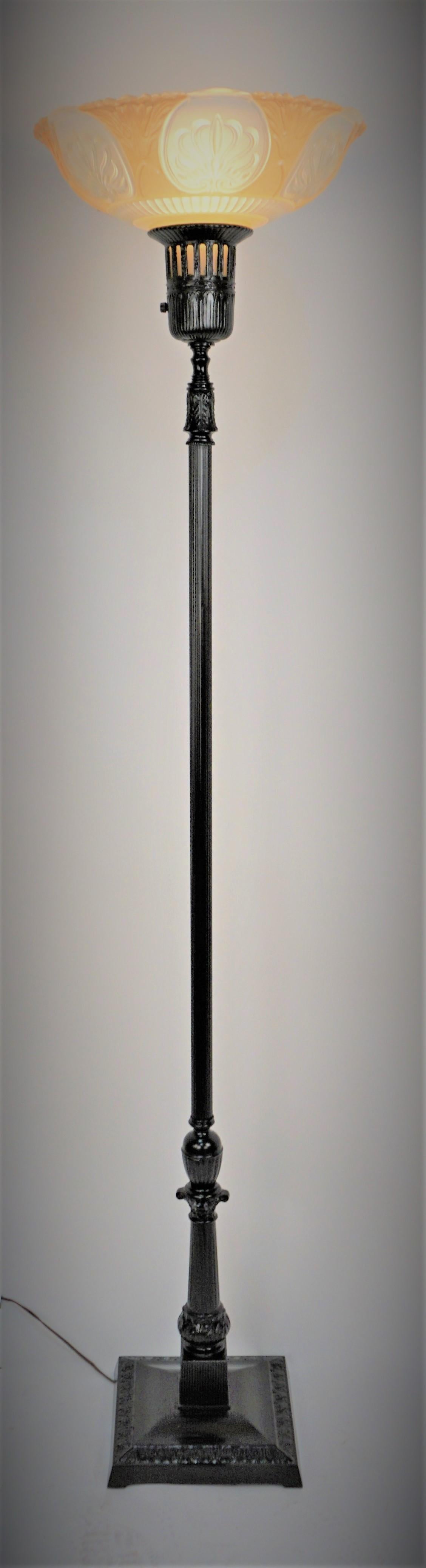torchiere floor lamp with glass shade