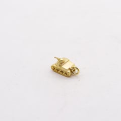 American 1935 Dreco Retro Charm in the Shape of a TANK In 14Kt Yellow Gold