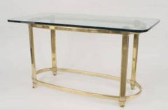 Amerikanischer Couchtisch, Messinggestell mit Glasplatte, CIRCA 1940, USA