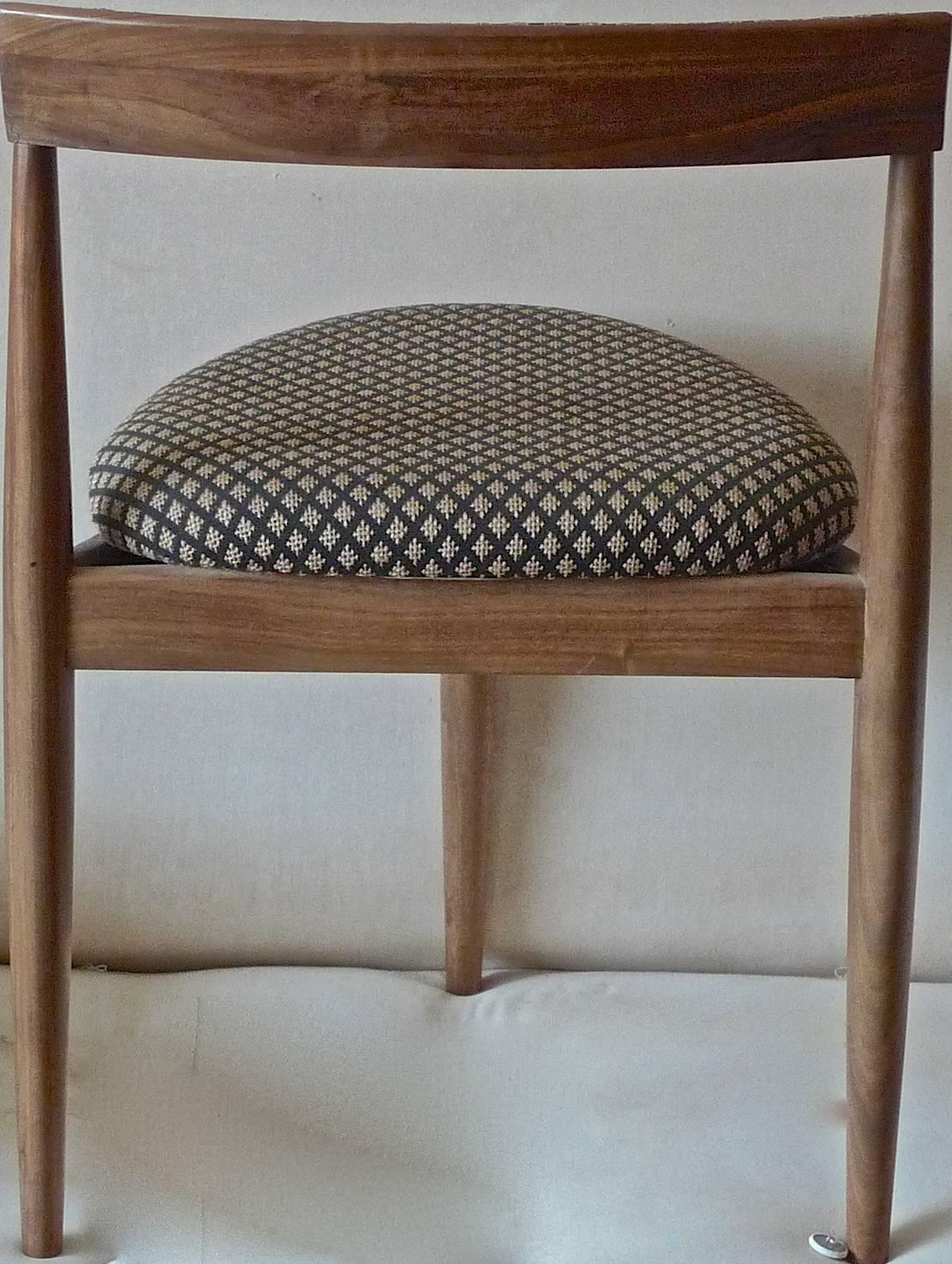Danish 1960s Walnut Three-Legged Side Chair Upholstered with New Fabric 7