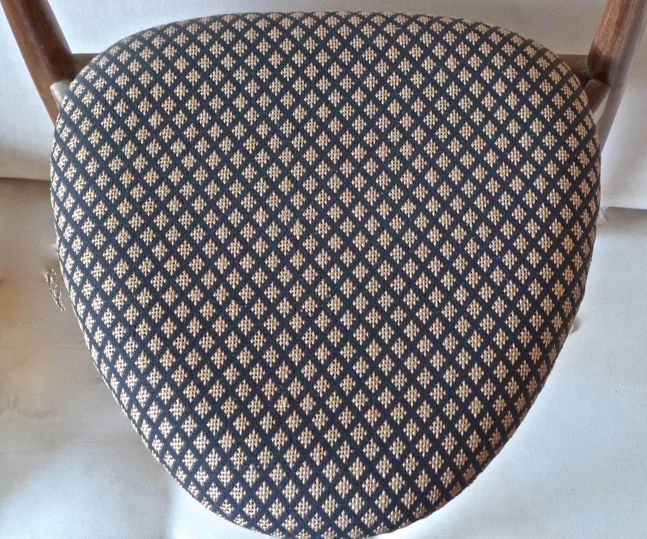 Danish 1960s Walnut Three-Legged Side Chair Upholstered with New Fabric 12