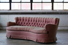 American 1940's Tufted Curved Sofa