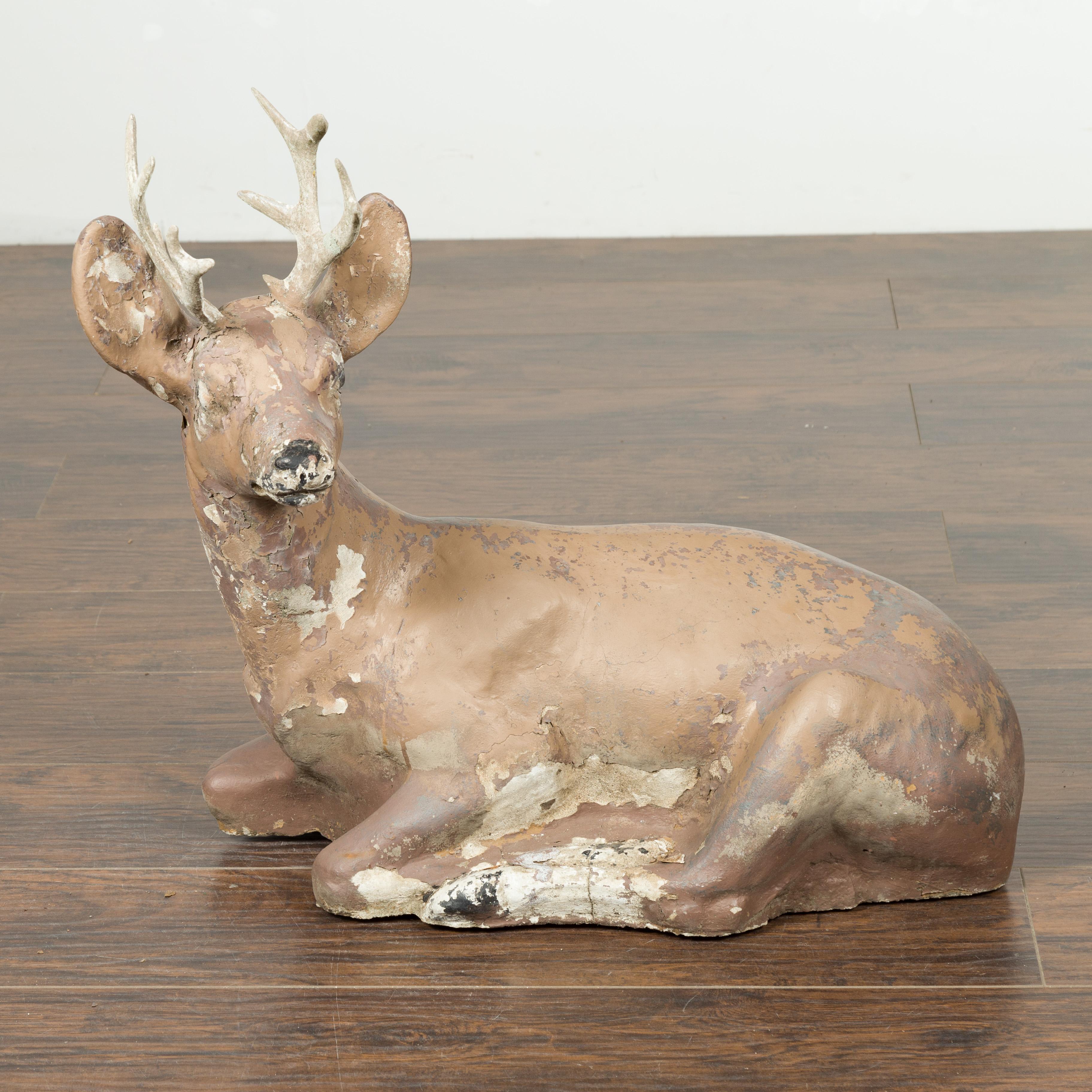 vintage concrete deer statue