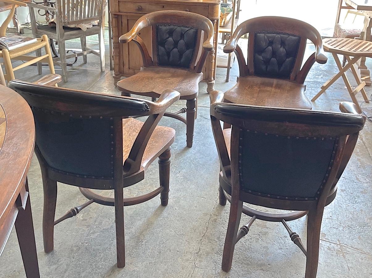 American 1950s Games Table with 4 Matching Armchairs with Leather Backs 9
