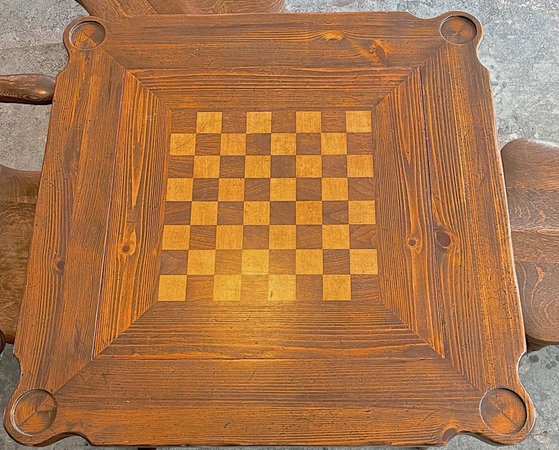 American 1950s Games Table with 4 Matching Armchairs with Leather Backs 1