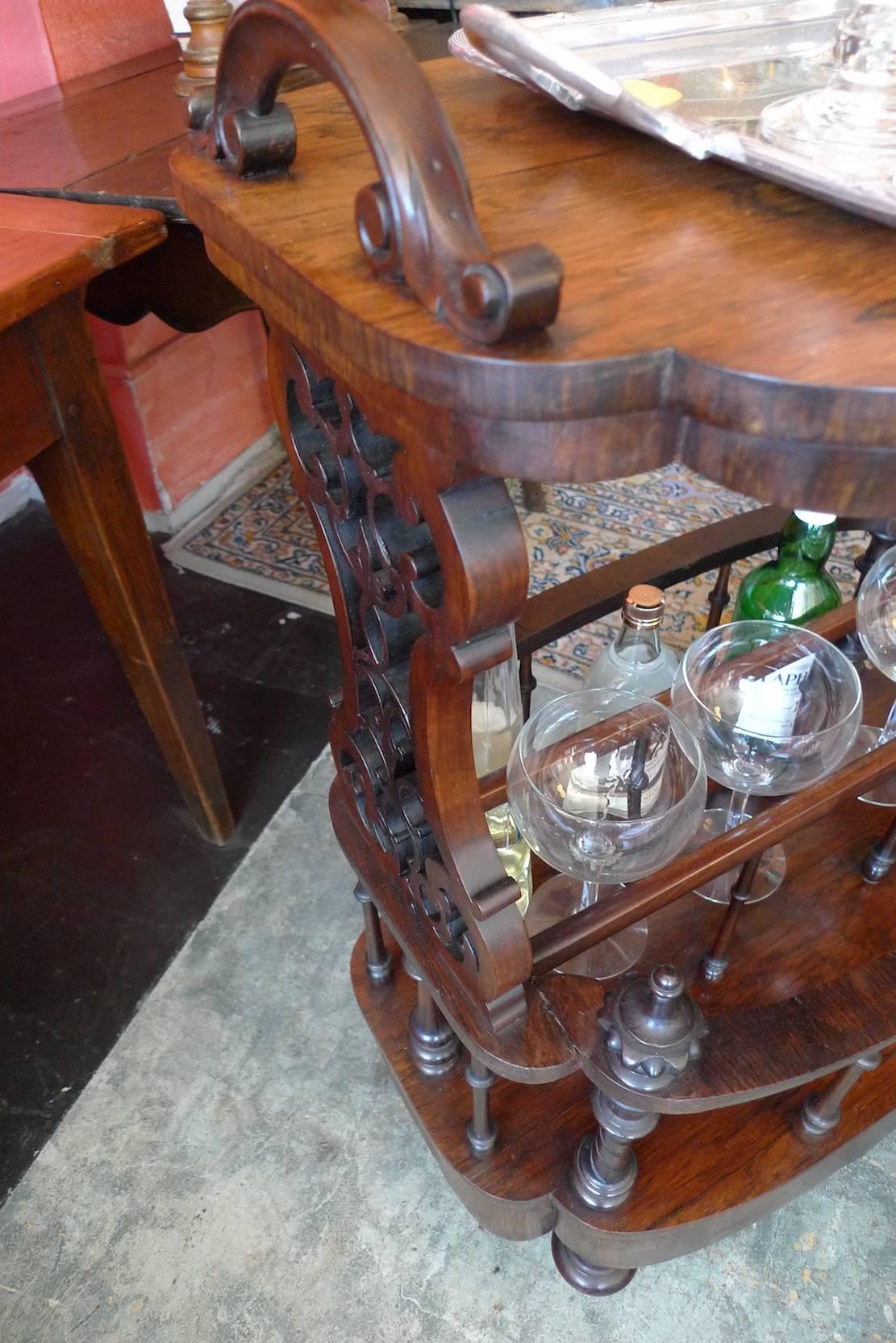 American 1950s Stained Walnut Bar Trolley on Four Porcelain Castors 4