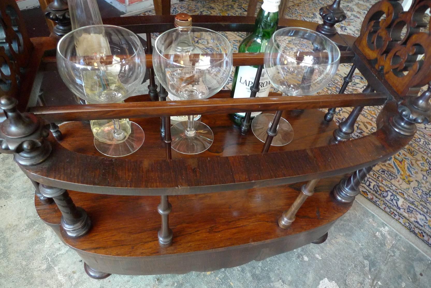 American 1950s Stained Walnut Bar Trolley on Four Porcelain Castors 5