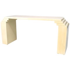 American White Lacquered Stepped Console Table