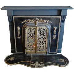 American, 1960s Metal and Bronze Faux Electric Fireplace