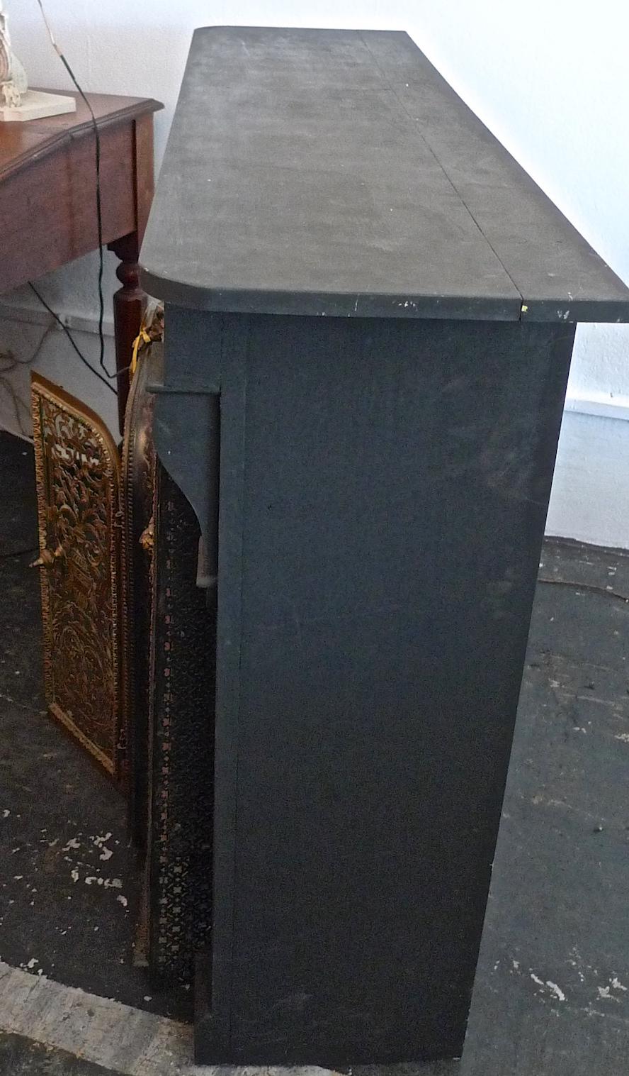 American 1960s Metal Bronze Faux Electric Fireplace with Hearth and Wood Mantel 6