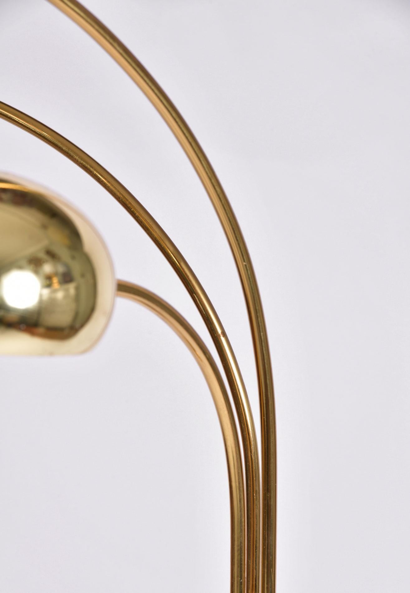 Late 20th Century American 1970s Brass Directional Arched Floor Lamp