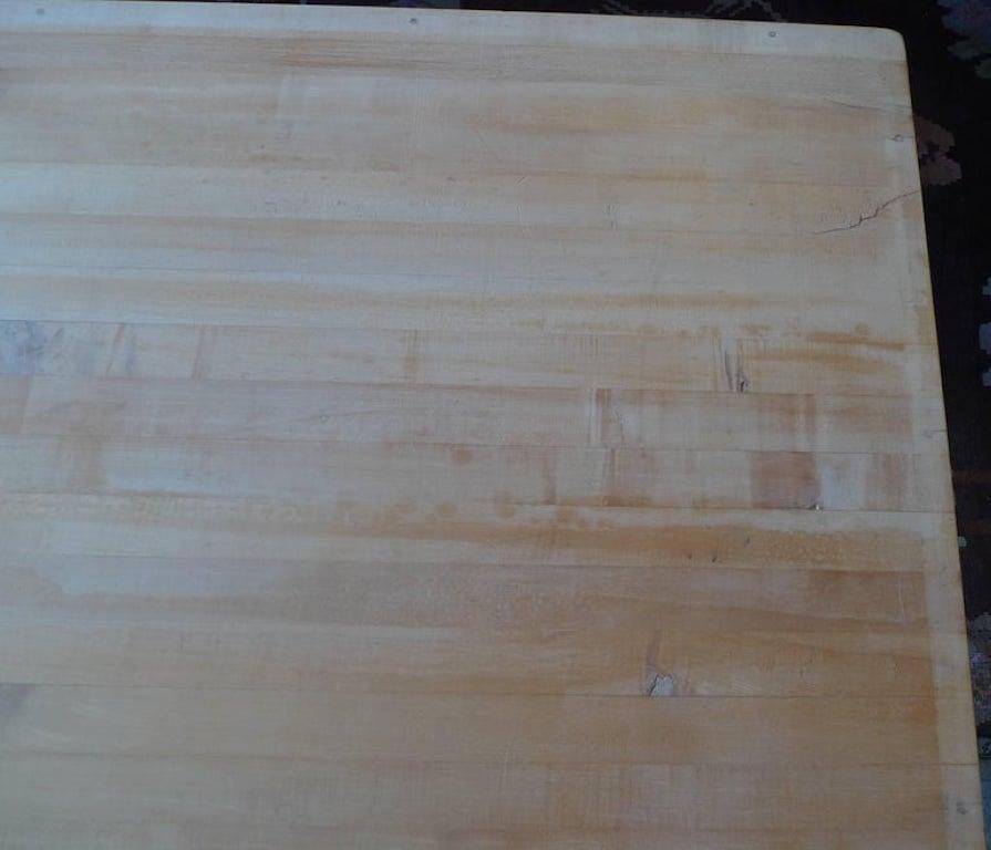 American 1970s Butcher's Block Kitchen Table on Polished Chrome Legs and Wheels 3