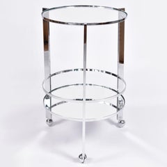 American 1980s Chrome Circular Drinks/ Serving Trolley