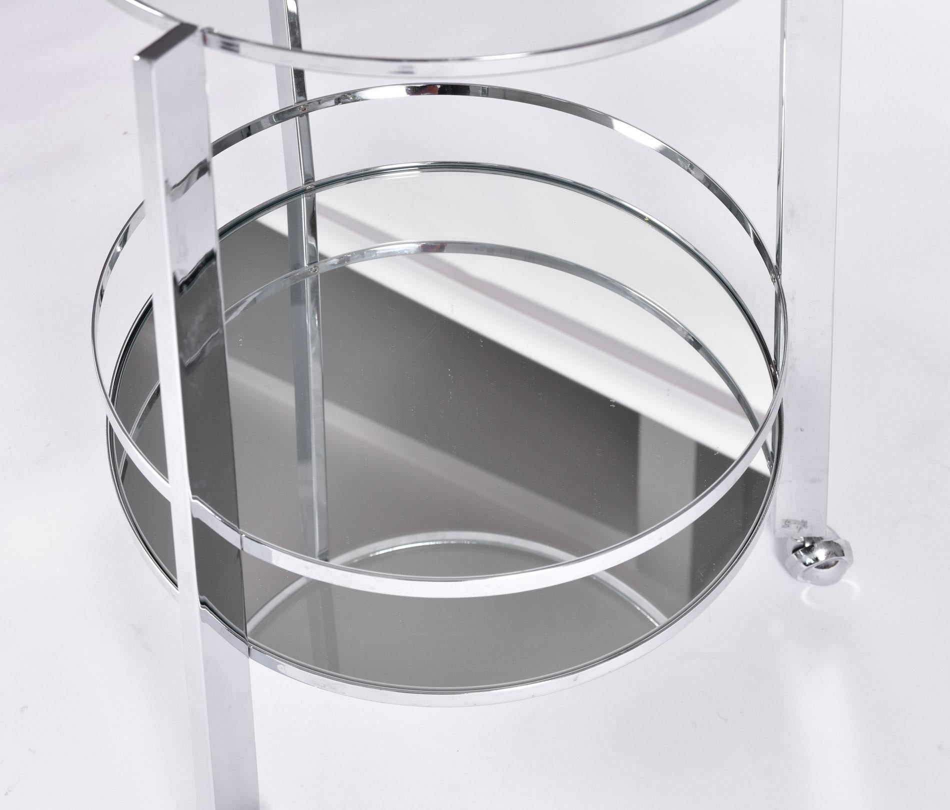 North American American 1970s Chrome Circular Drinks/ Serving Trolley For Sale