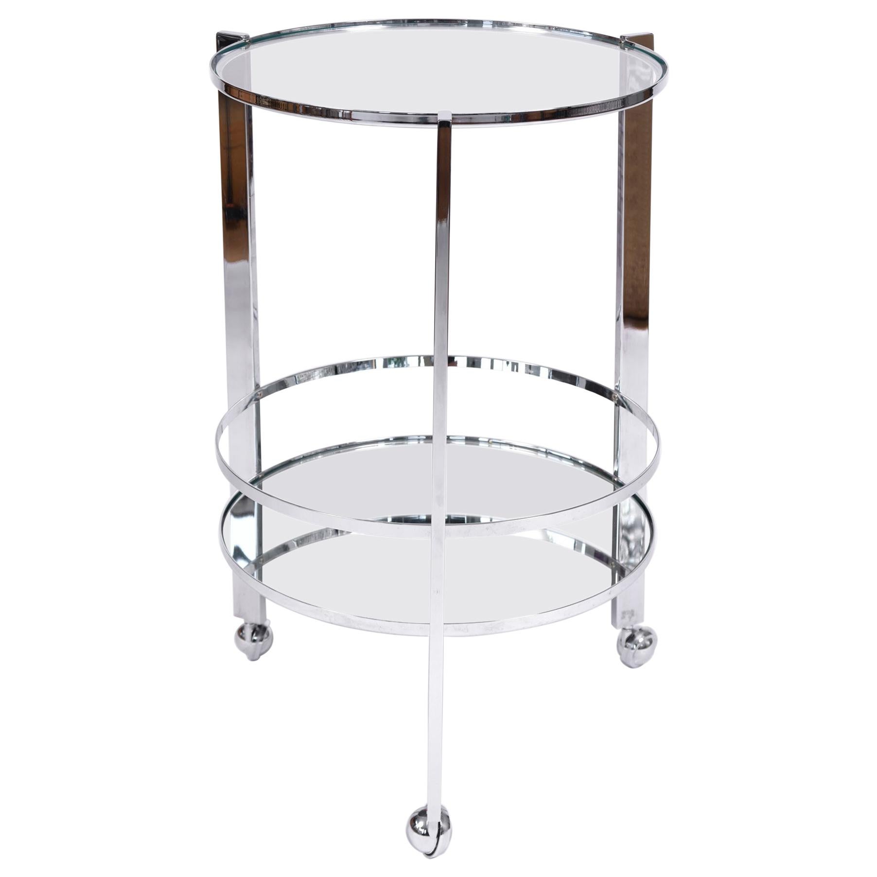 American 1970s Chrome Circular Drinks/ Serving Trolley For Sale