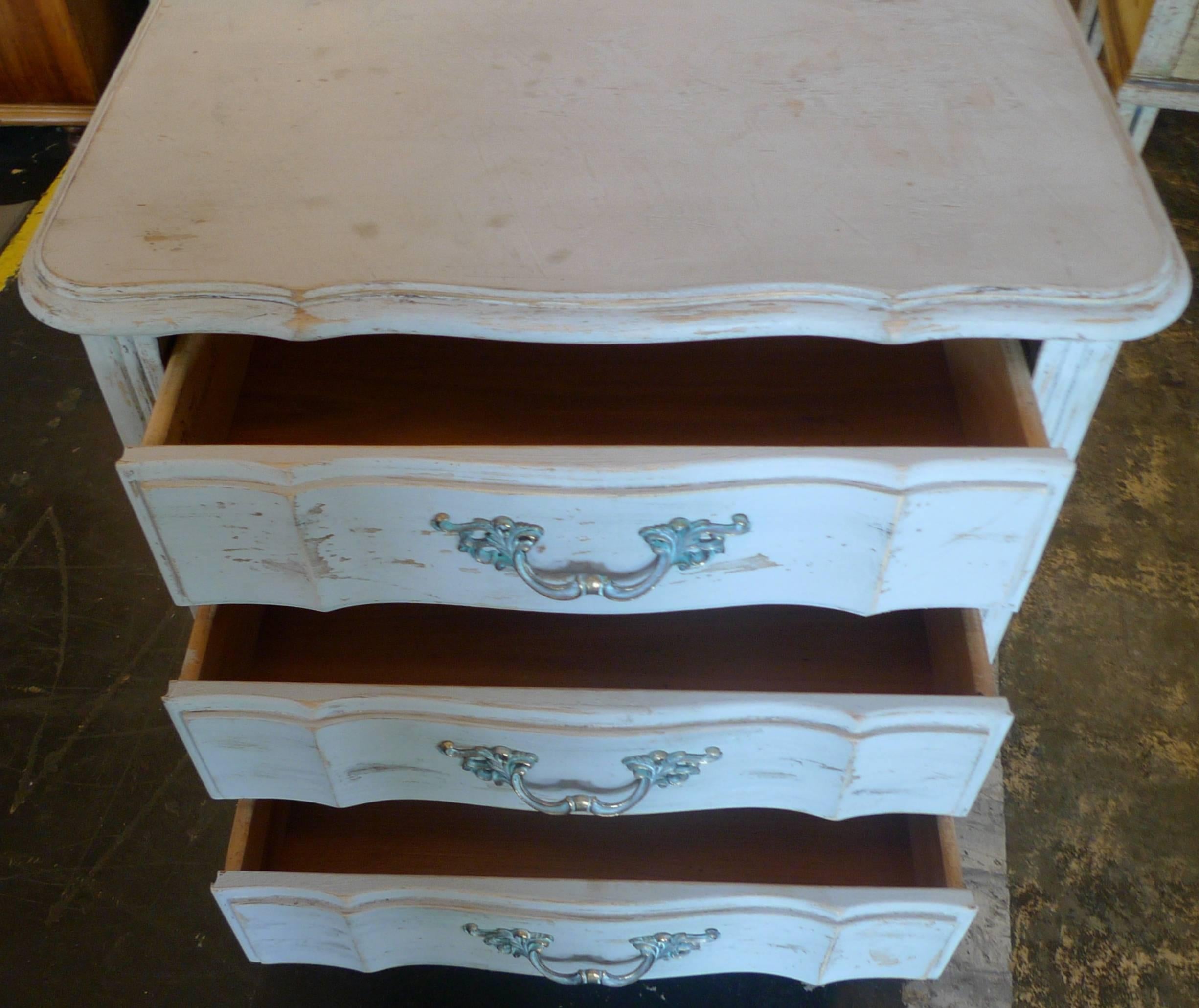 Late 20th Century American 1970s Hand Painted Pine Chest of Drawers with Three Drawers