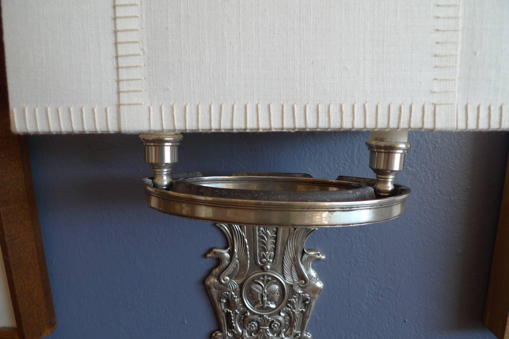 American 1970s Two-Light Wall Sconce With Fabric Shade 2