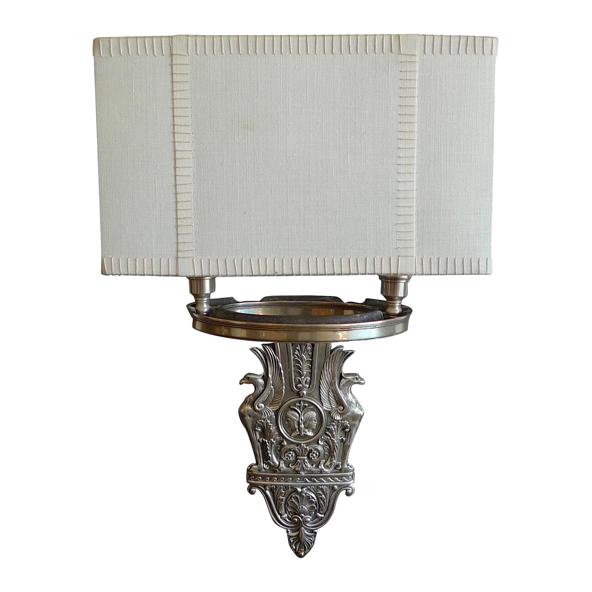 American 1970s Two-Light Wall Sconce With Fabric Shade