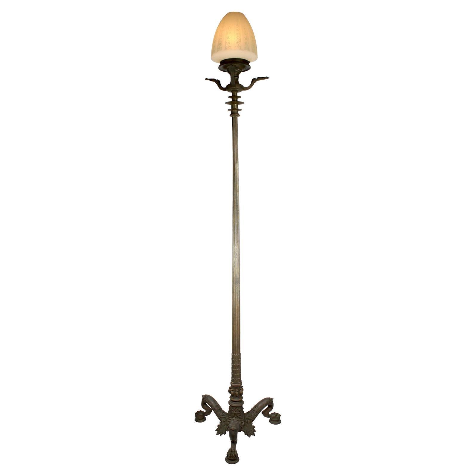 Pompeiian Style 19th-20th Century Bronze Tripod Torchere, Attr. E.F. Caldwell For Sale