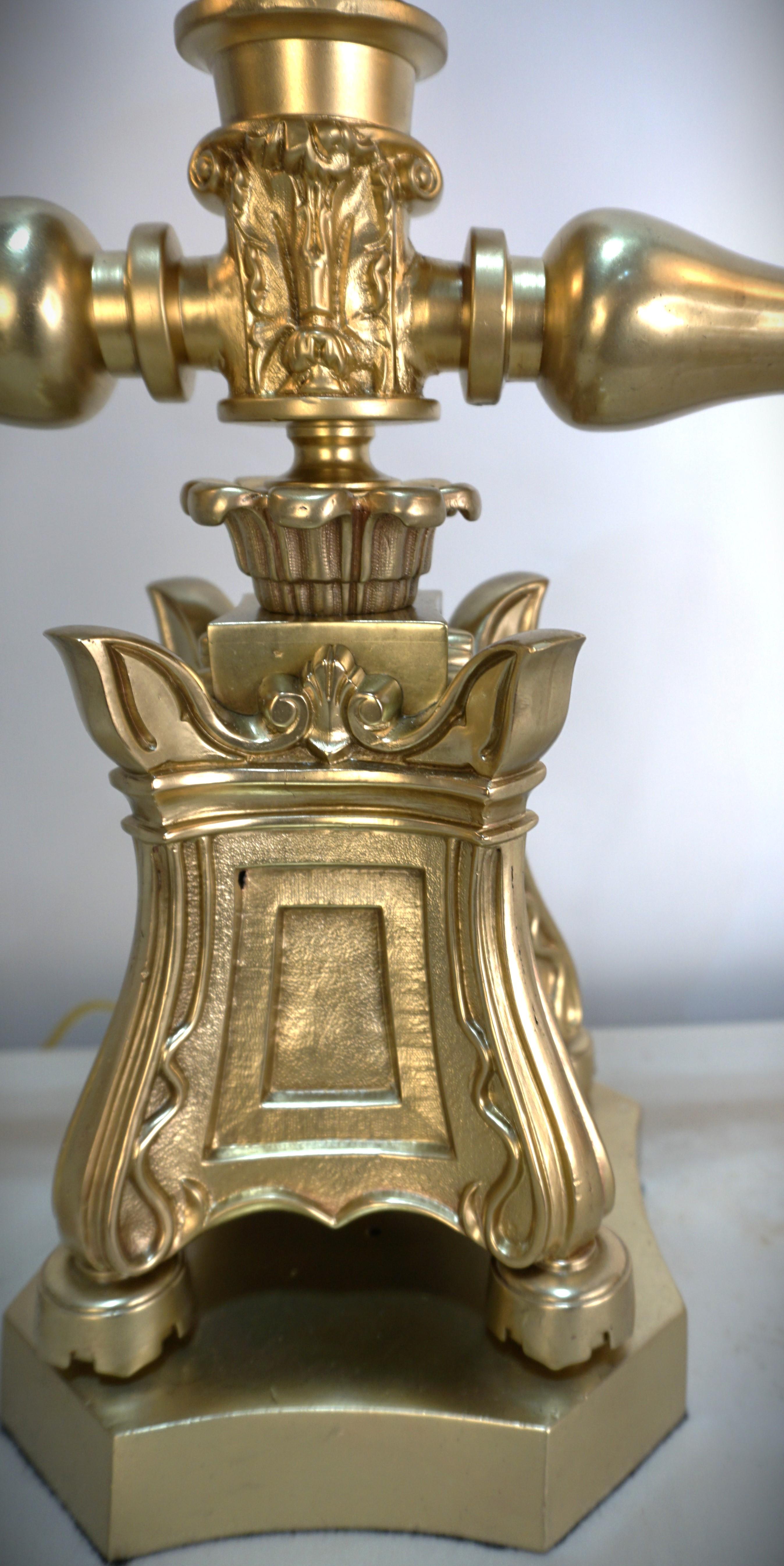 American 19th C. Clark Coit & Cargill Double Arm Electrified Argant Oil Lamp 5