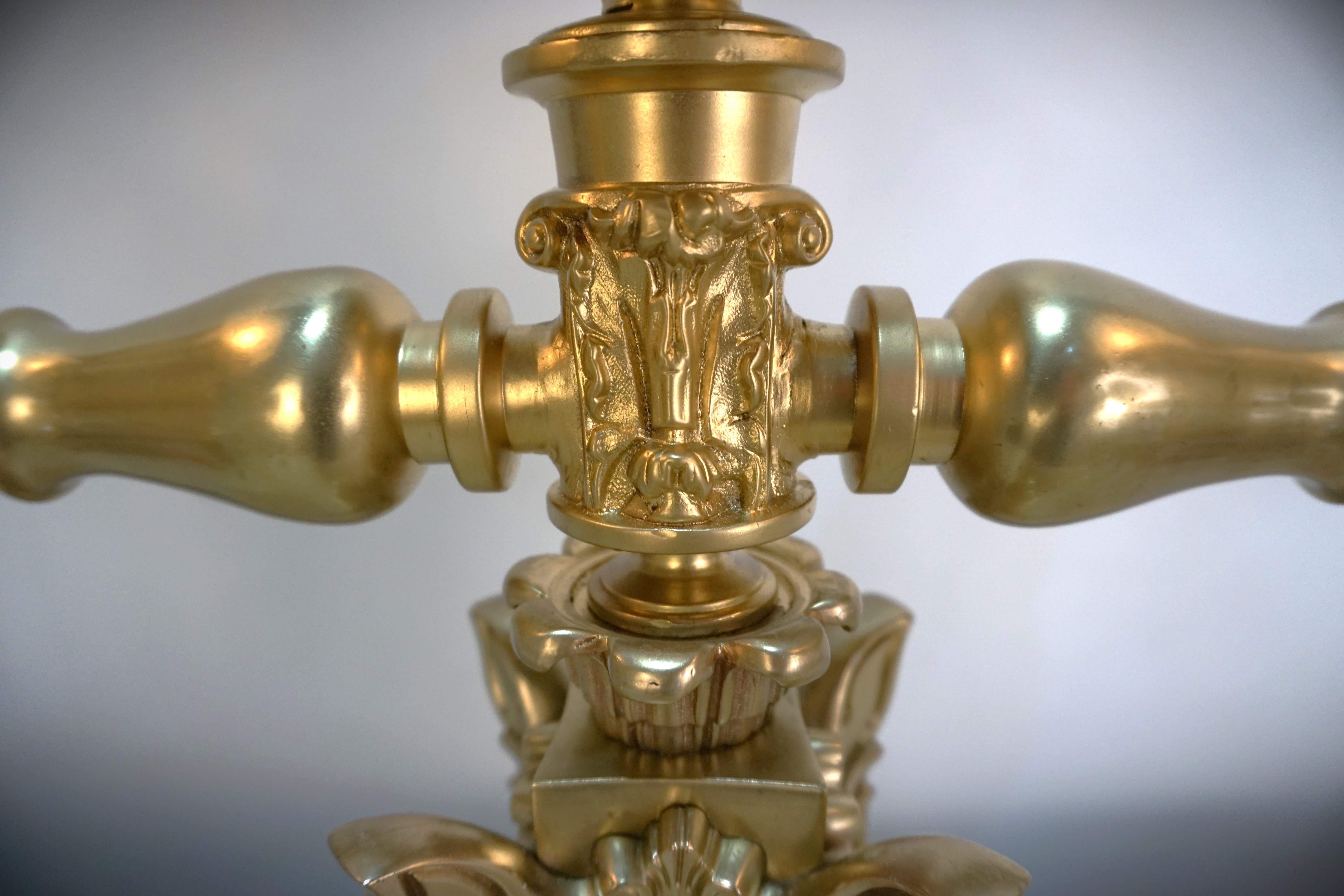 American 19th C. Clark Coit & Cargill Double Arm Electrified Argant Oil Lamp 6