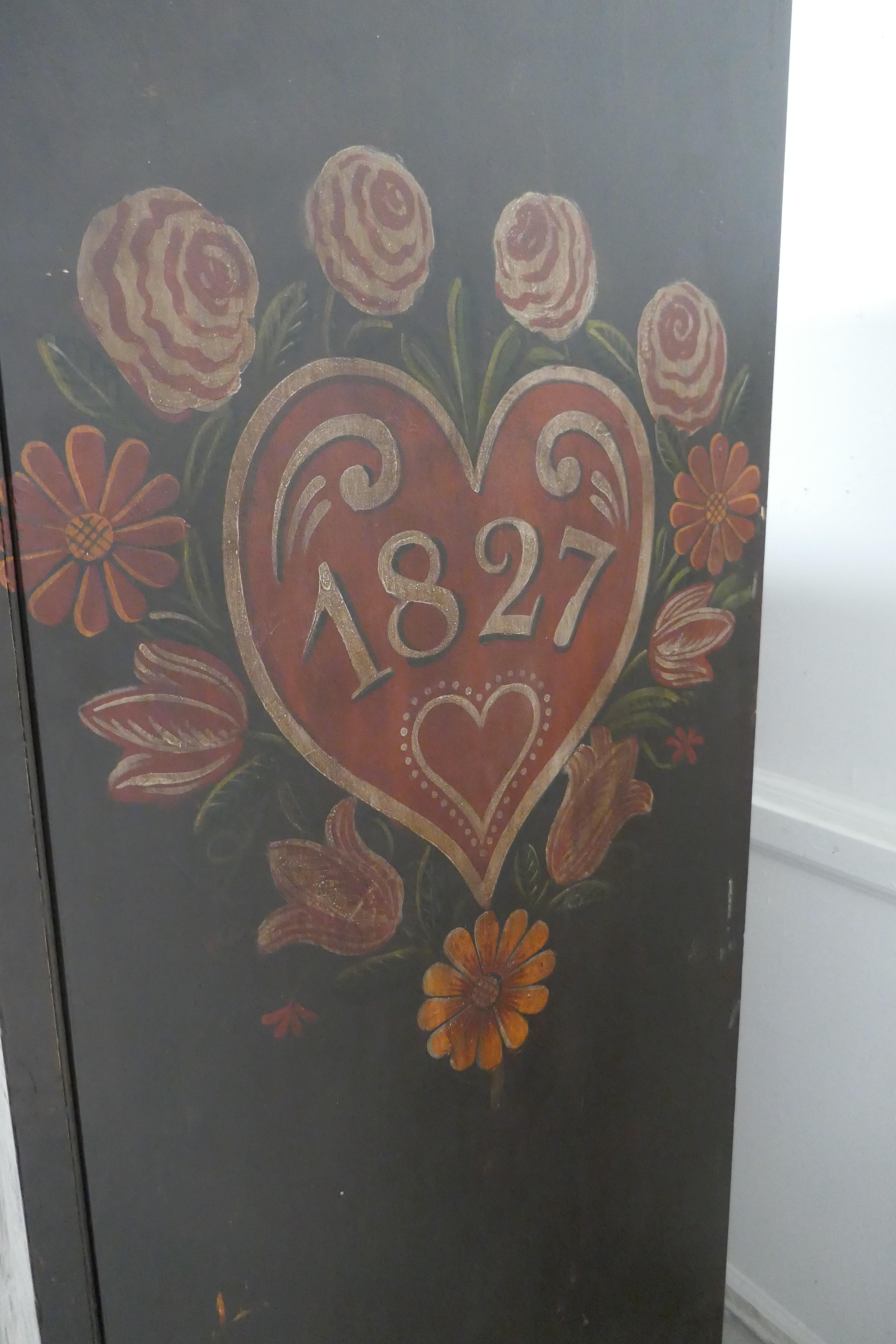 American 19th Century Painted Folk Art Marriage Chest and Hanging Cupboard For Sale 7