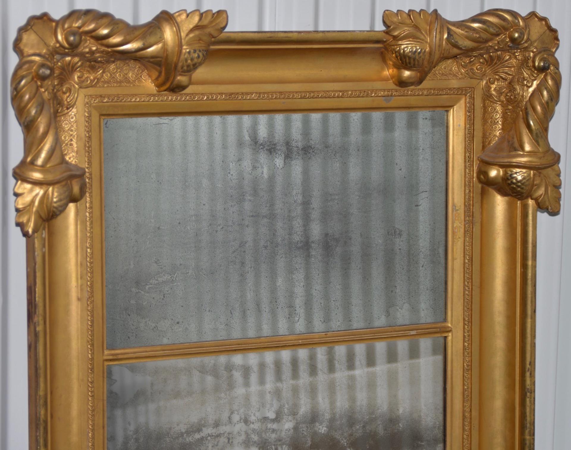 High Victorian American 19th Century Carved and Gilded Full Length Mirror, circa 1890s For Sale