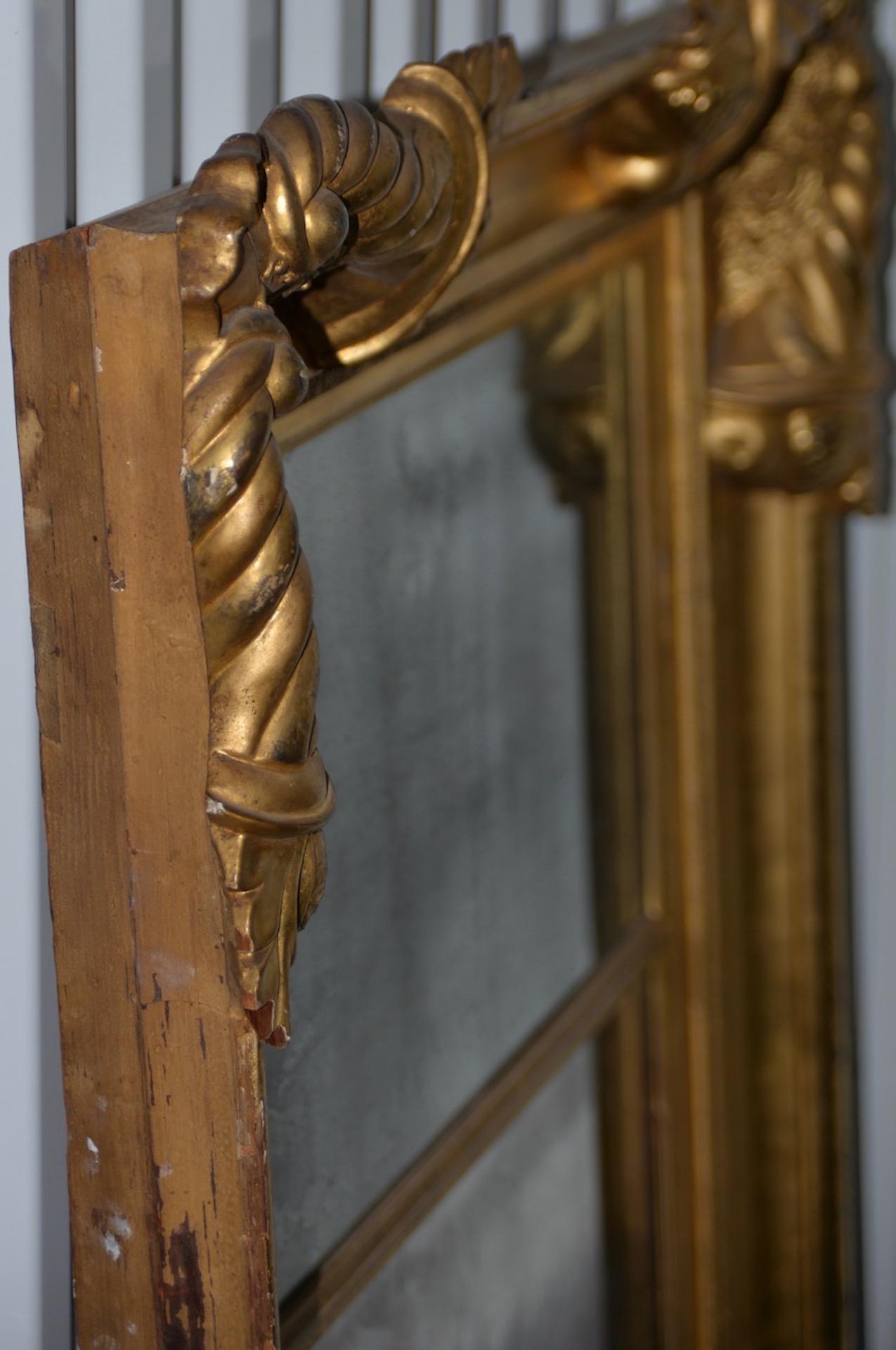 Hand-Carved American 19th Century Carved and Gilded Full Length Mirror, circa 1890s For Sale