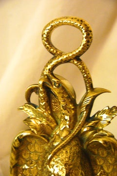 American 19th Century Cast Brass Eagle and Serpent Doorstop
