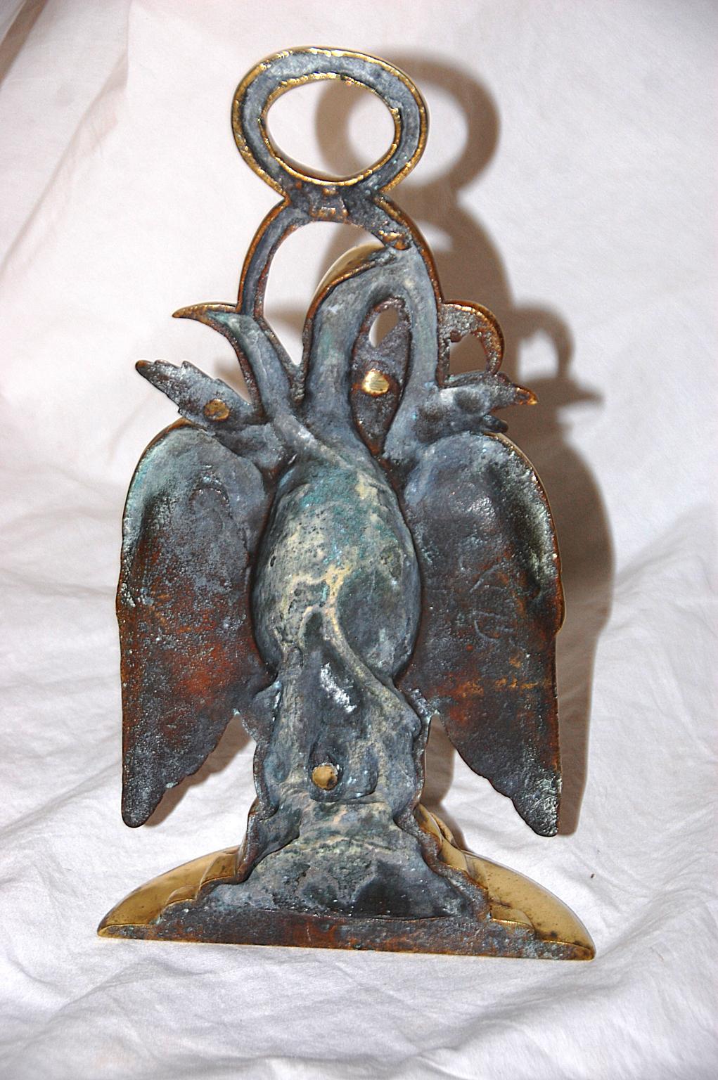 American 19th Century Cast Brass Eagle and Serpent Doorstop 2