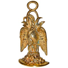 American 19th Century Cast Brass Eagle and Serpent Doorstop