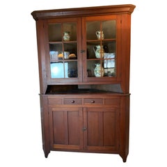 Used American 19th Century Cherry 2 Part Corner Cupboard