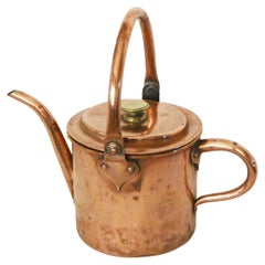 Porte-eau à couvercle en cuivre du 19ème siècle américain avec poignée pivotante