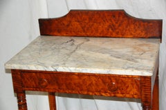 American 19th Century Curly and Birds Eye Maple Washstand with Marble Top