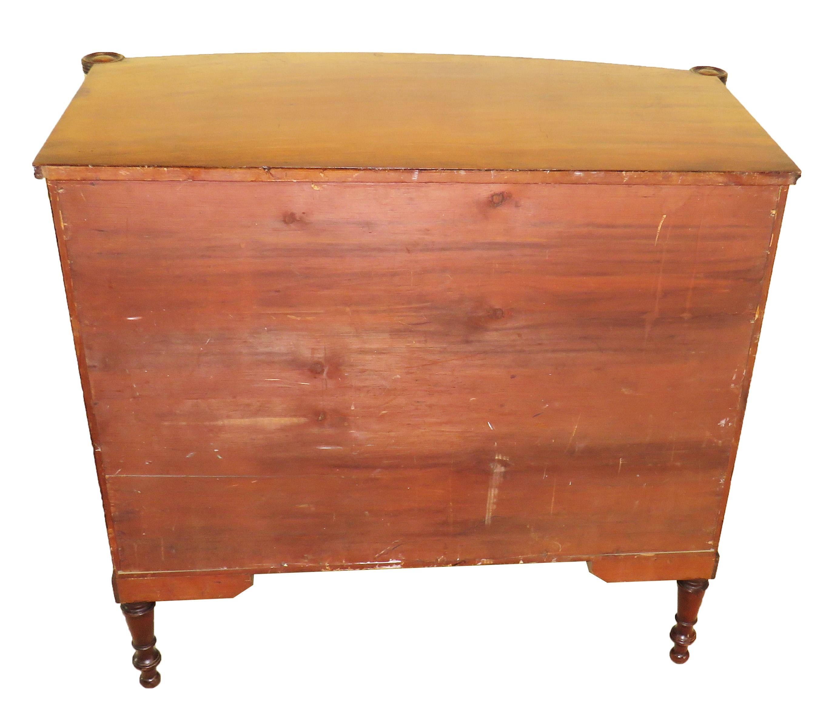 American 19th Century Federal Mahogany Bow Chest of Drawers 1
