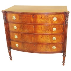 American 19th Century Federal Mahogany Bow Chest of Drawers