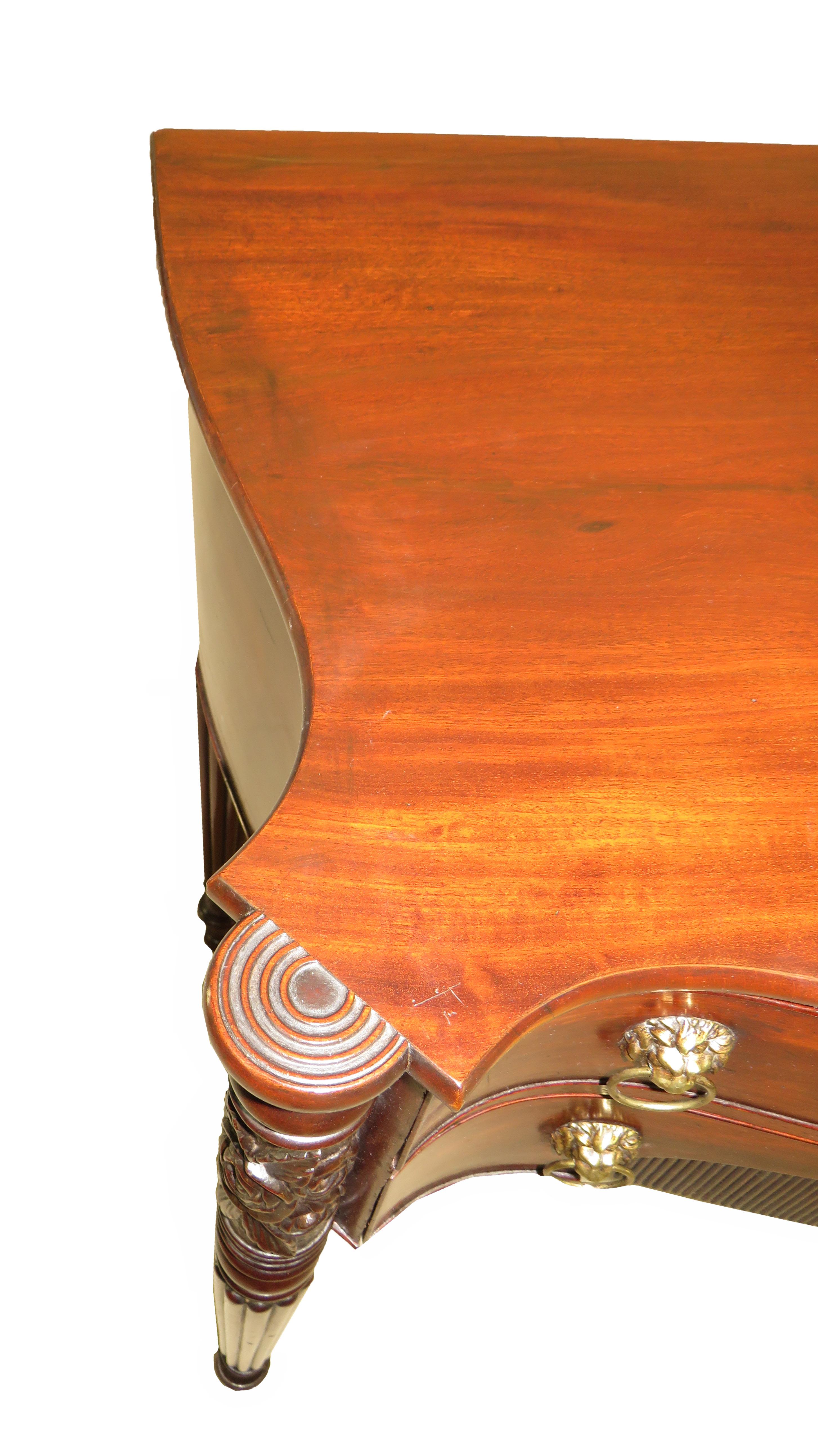 American 19th Century Federal Mahogany Serpentine Table For Sale 1