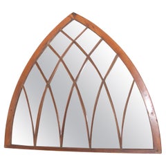 American 19th Century Gothic Style Window Frame Mirror Molded Arched Muntins