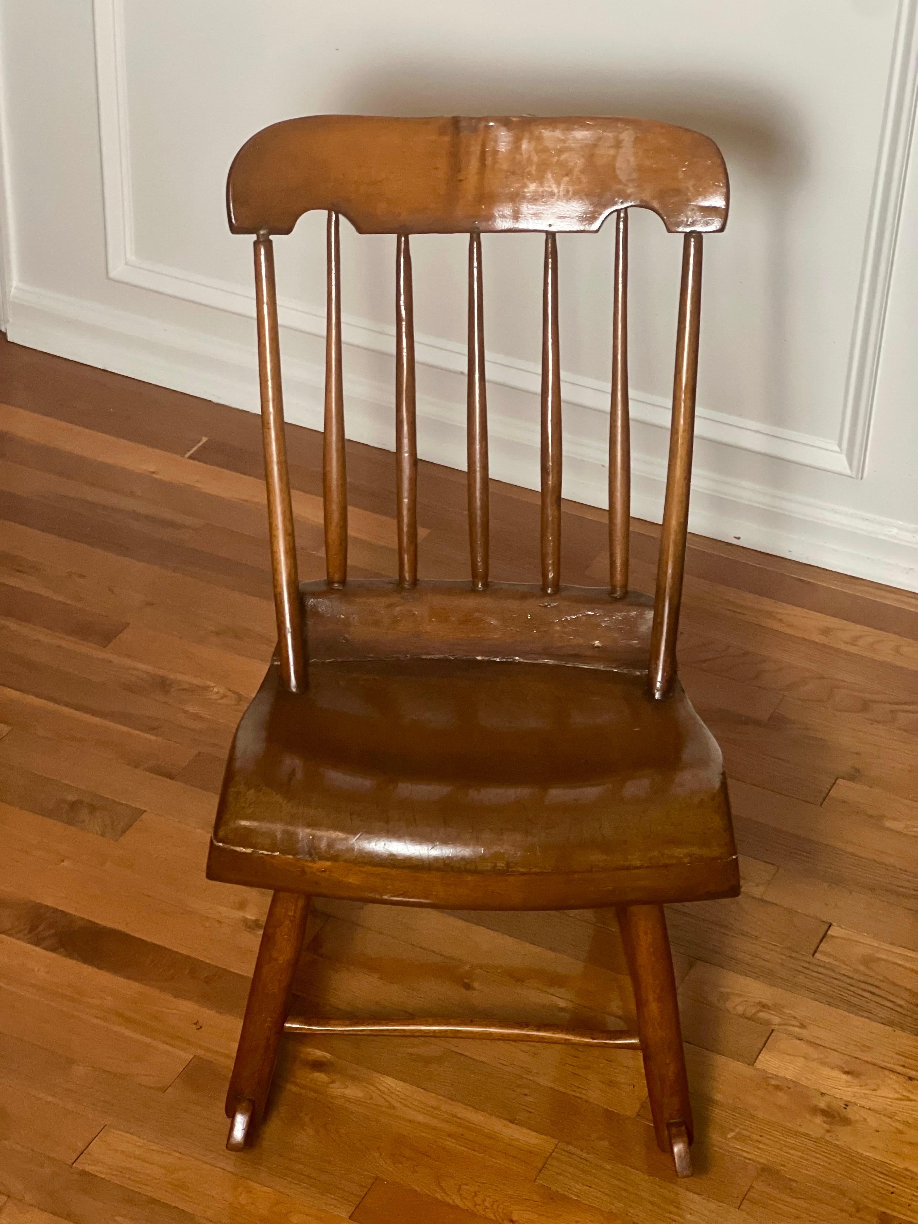 North American American 19th Century Handcrafted Child's Boston Rocker For Sale