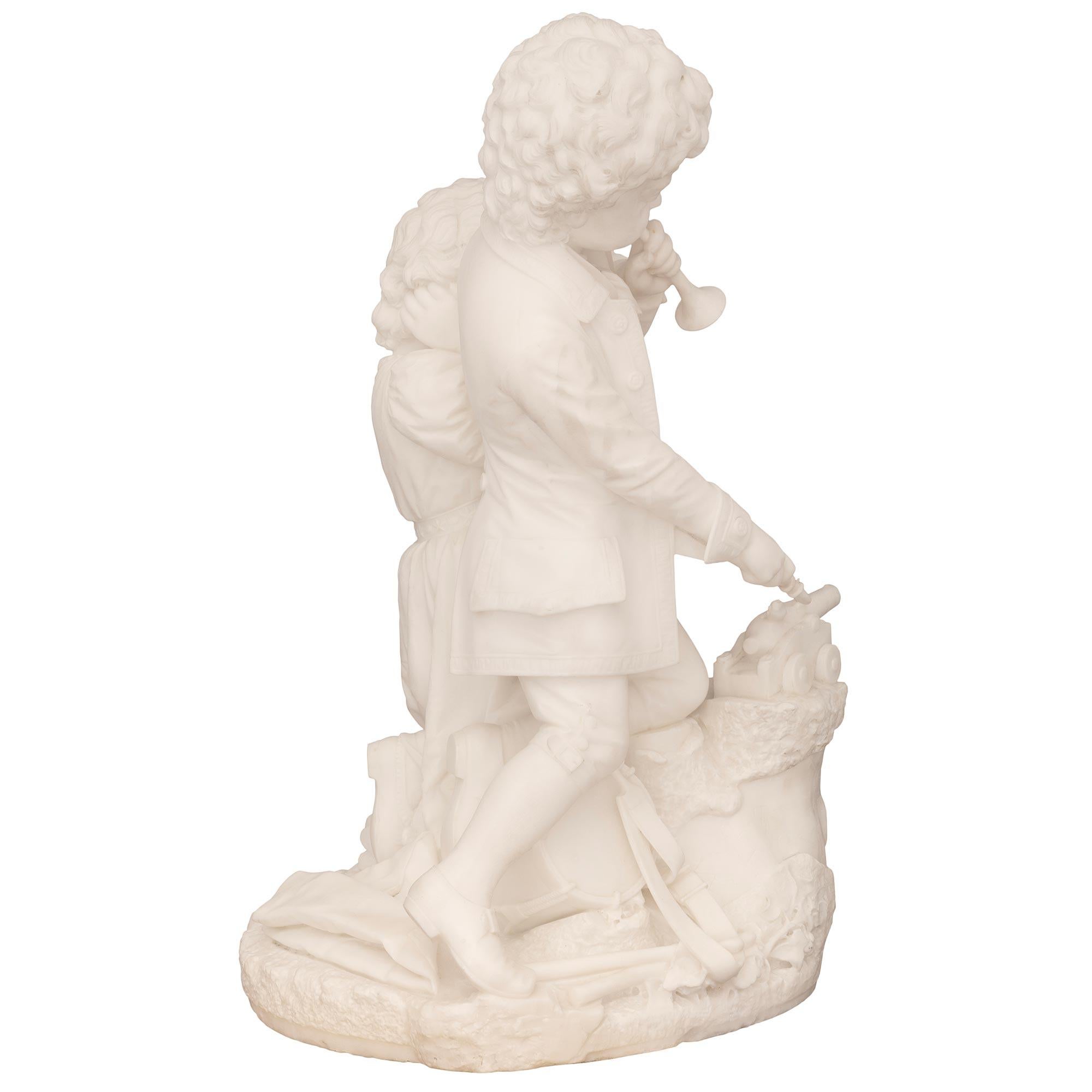 American 19th Century Marble Statue On It’s Original Vert De Patricia Pedestal For Sale 2