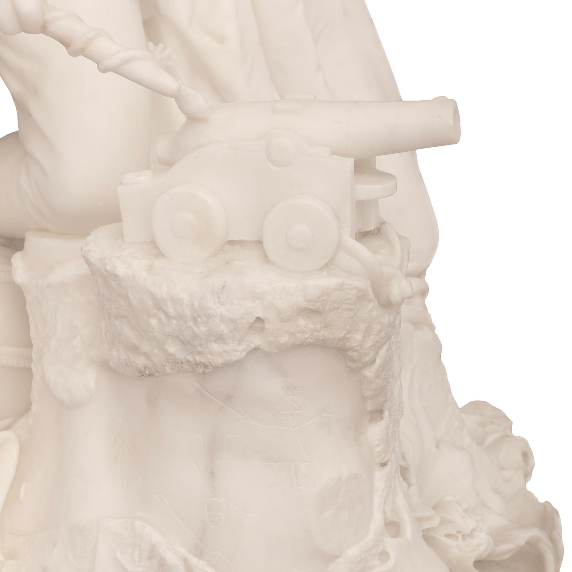 American 19th Century Marble Statue On It’s Original Vert De Patricia Pedestal For Sale 6