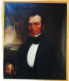 American 19th Century Original Oil on Canvas Portrait of Edward W. Blaisdell