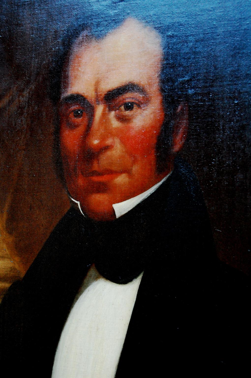 American Classical American 19th Century Original Oil on Canvas Portrait of Edward W. Blaisdell For Sale