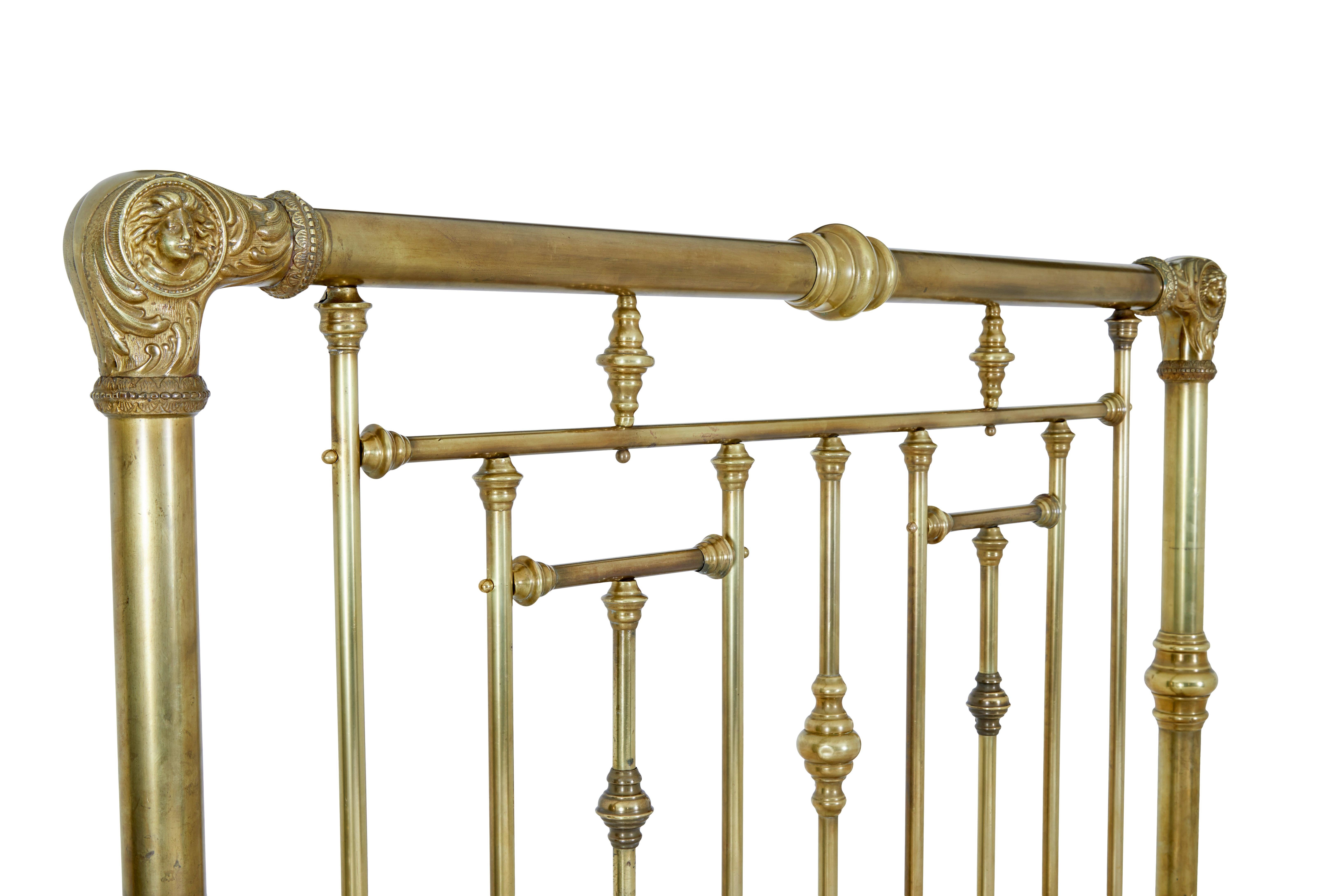 American 19th Century Ornate Brass Double Bed For Sale 4