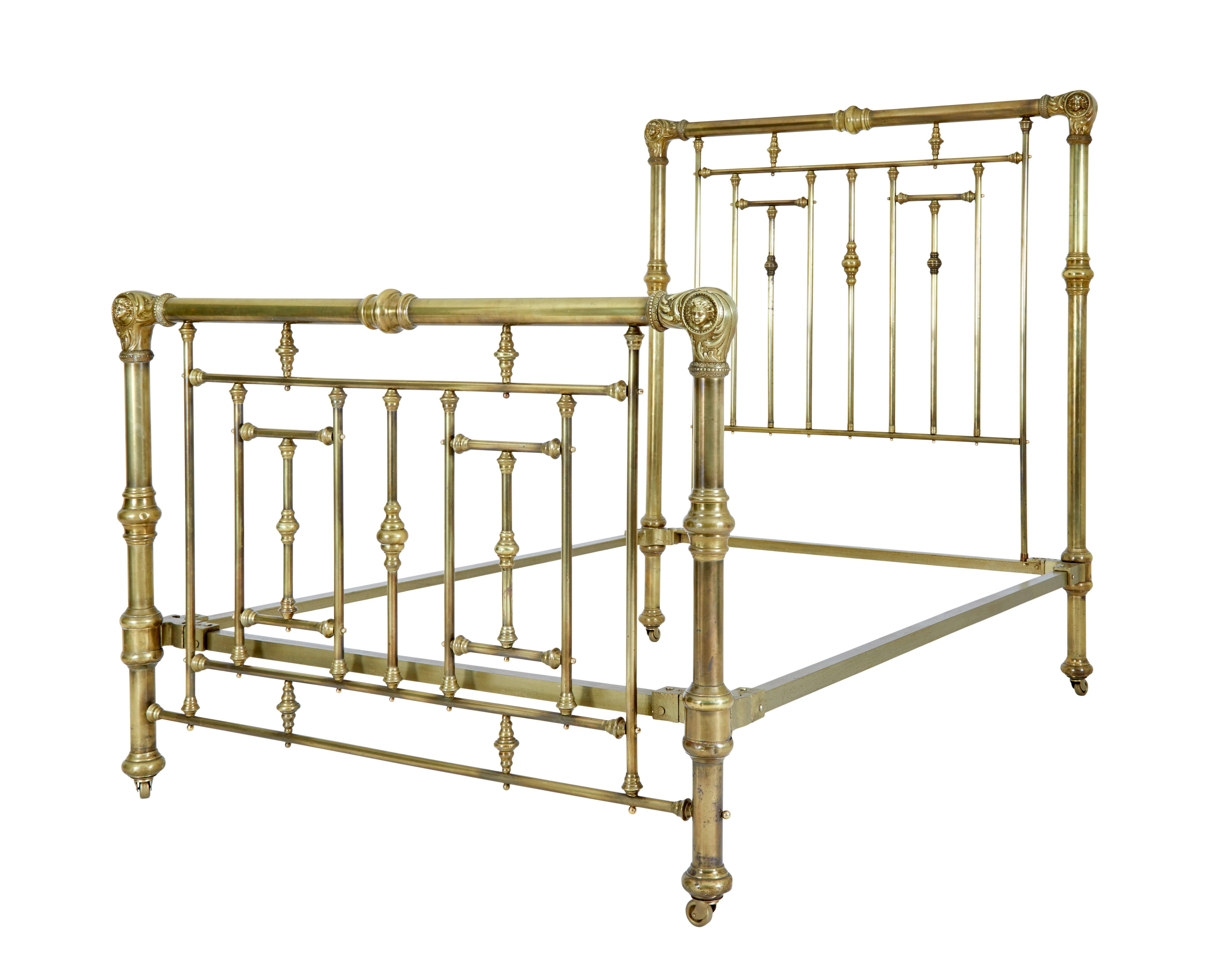 American 19th Century Ornate Brass Double Bed For Sale 5