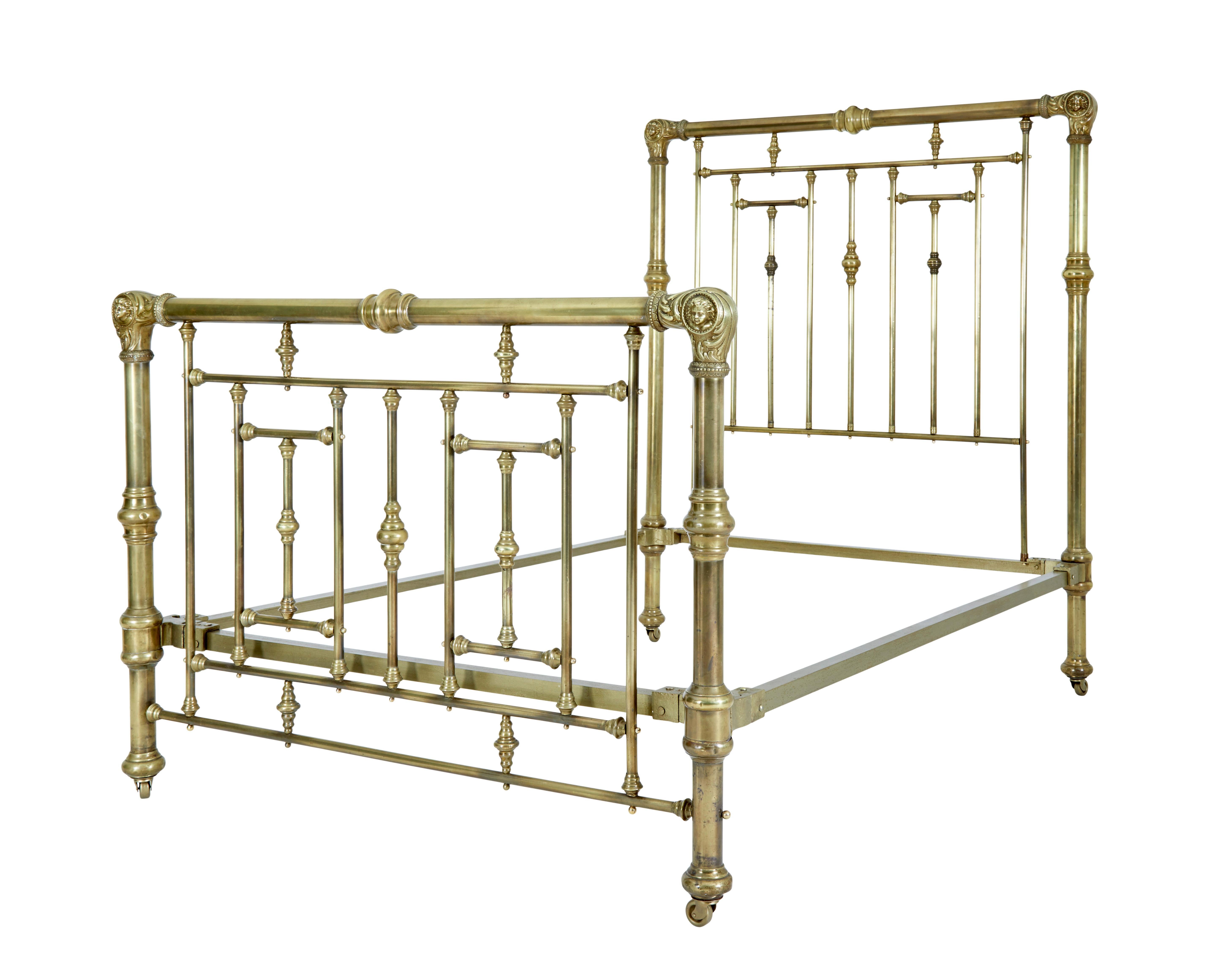American 19th century ornate brass double bed 4