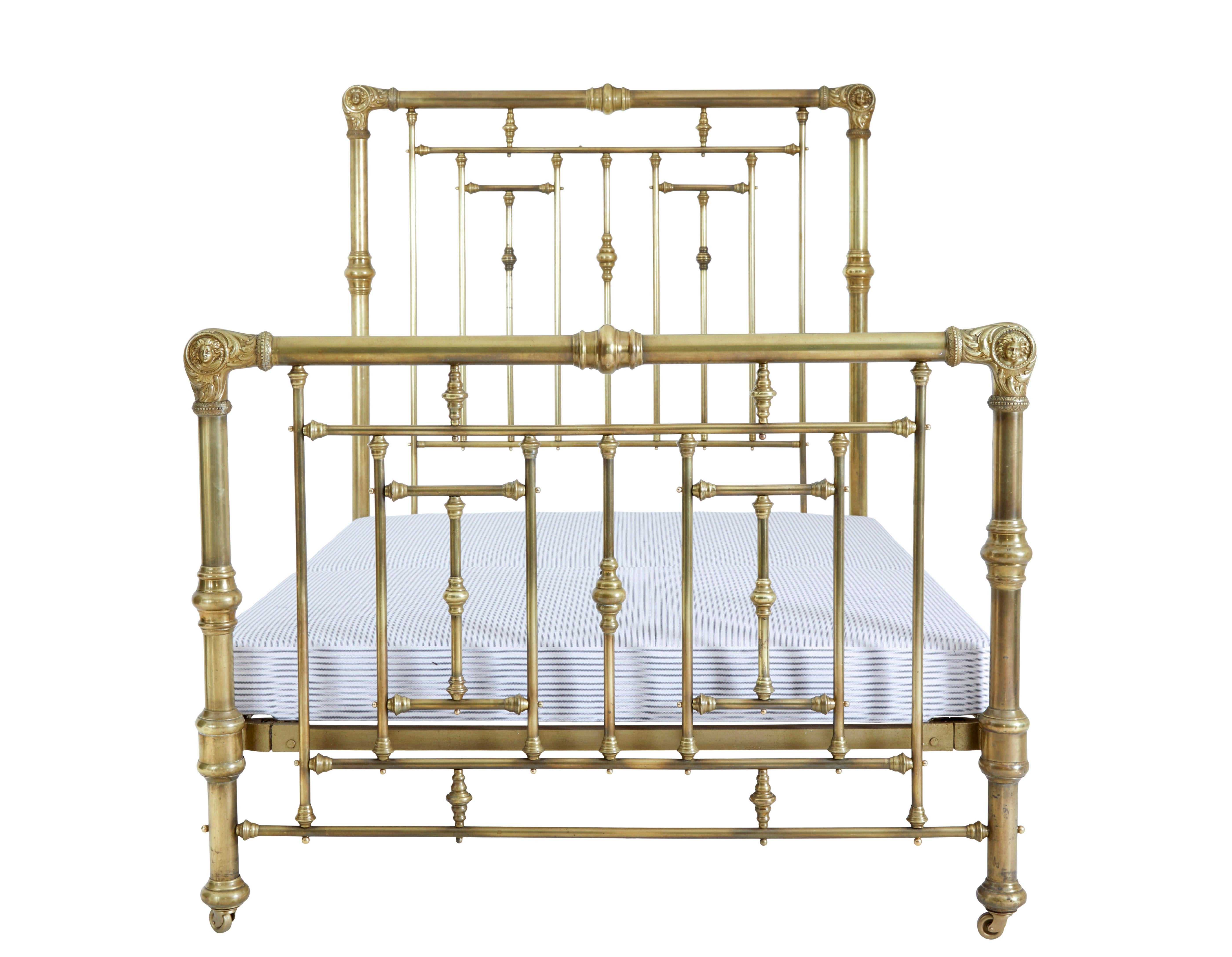 American 19th century ornate brass double bed circa 1880.

Standard double size, with a mattress area of 55