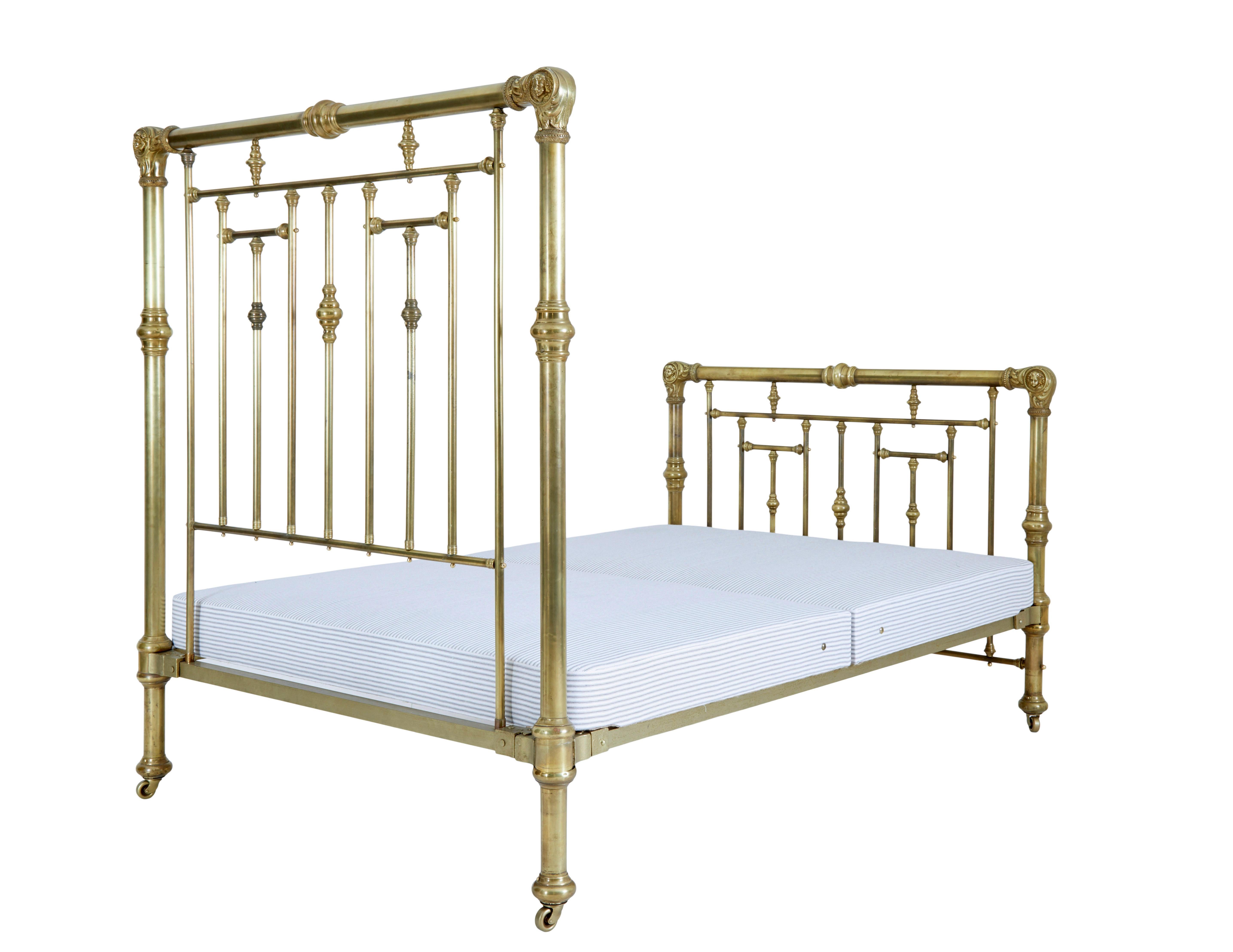 Victorian American 19th Century Ornate Brass Double Bed For Sale