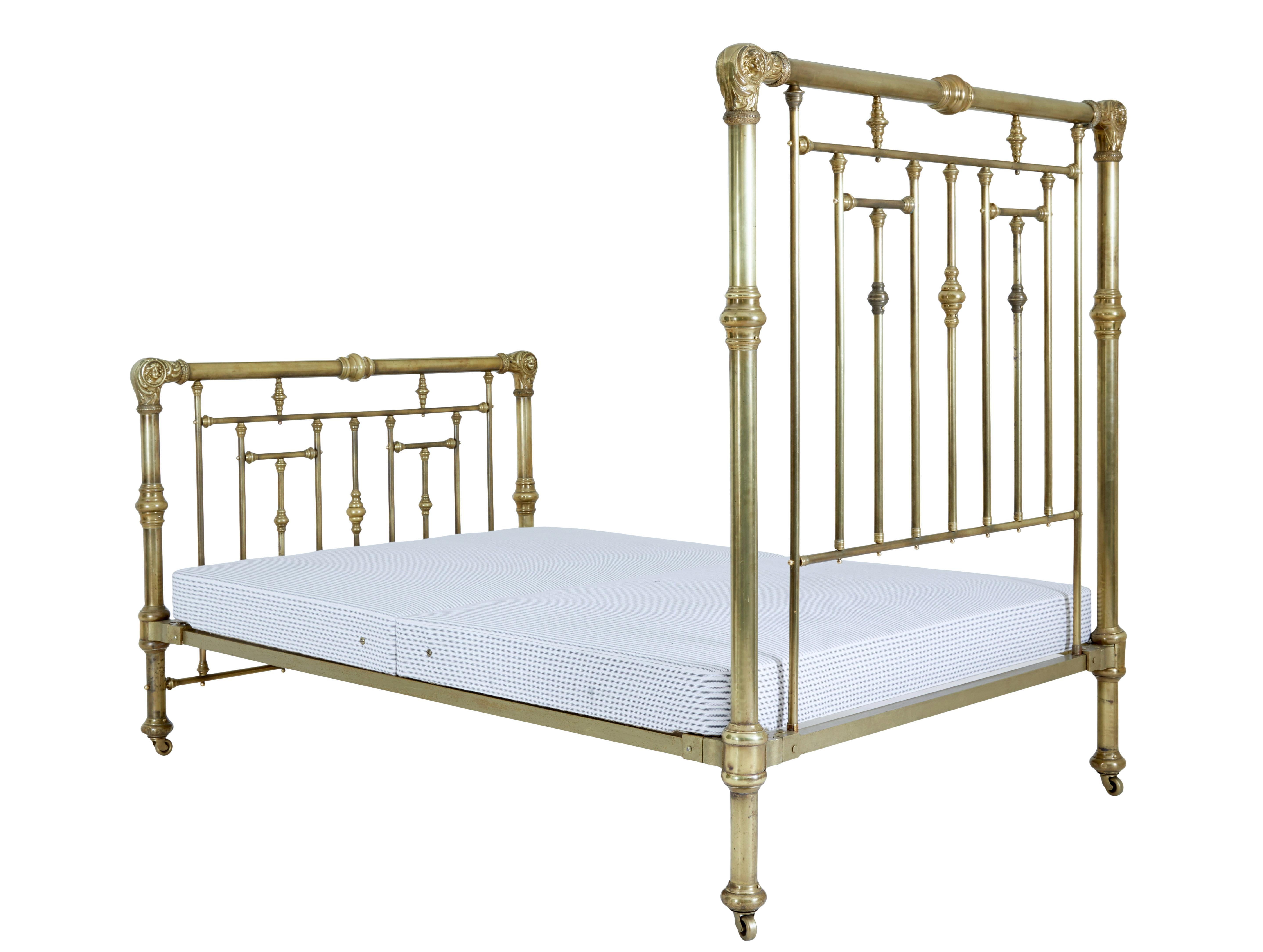 Victorian American 19th century ornate brass double bed