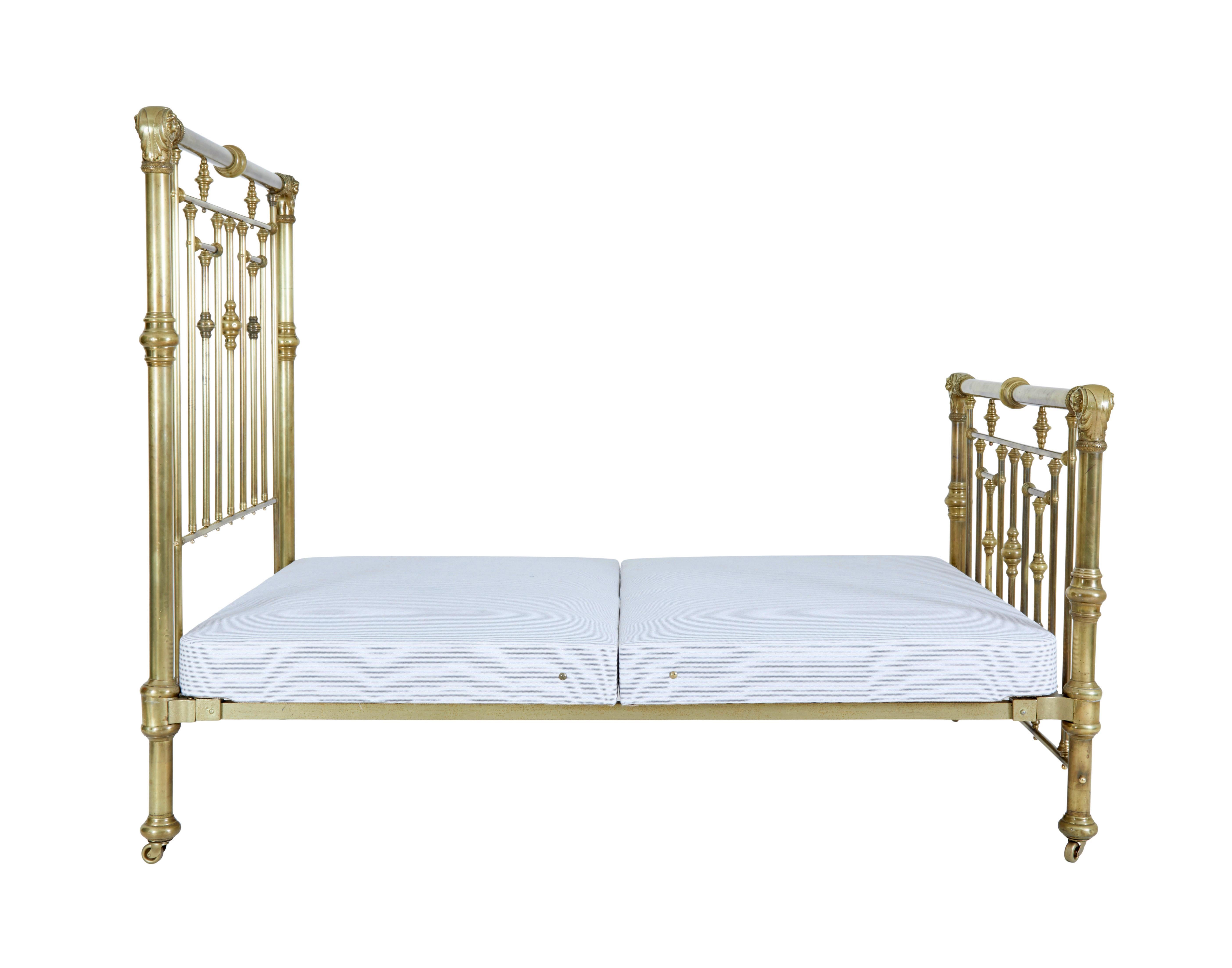Cast American 19th Century Ornate Brass Double Bed For Sale